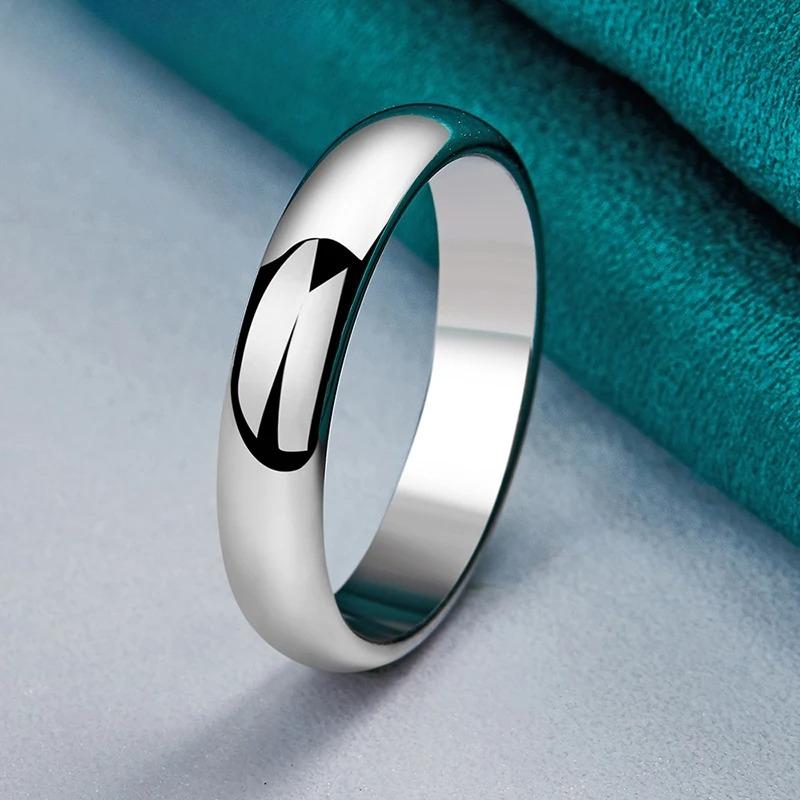 Fine 925 Sterling Silver Smooth 7-10# Ring for Women Wedding Engagement Fashion Charm Jewelry