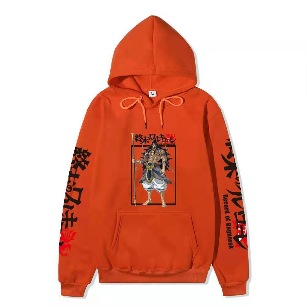 Record of Ragnarok Lu Bu Vollfarbiger Anime Hoodie Japanischer Drachen-Ärmeldruck Lässiger Pullover mit langen Ärmeln Sweatshirt