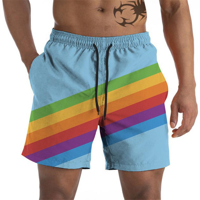 Artistic Pigments Graphic Beach Shorts For Men Colorful Printed Board Shorts Summer Short Pants Loose Swim Trunks