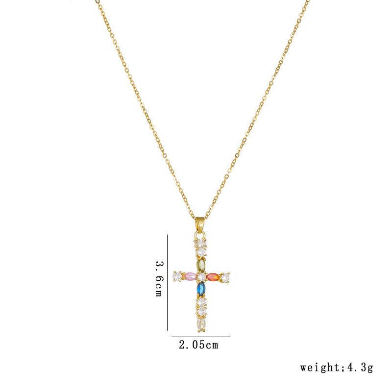 High Grade Cross Zircon Pendant Necklace Stainless Steel Light Luxury Geometric Choker Jewelry Party Gifts For Women Girls