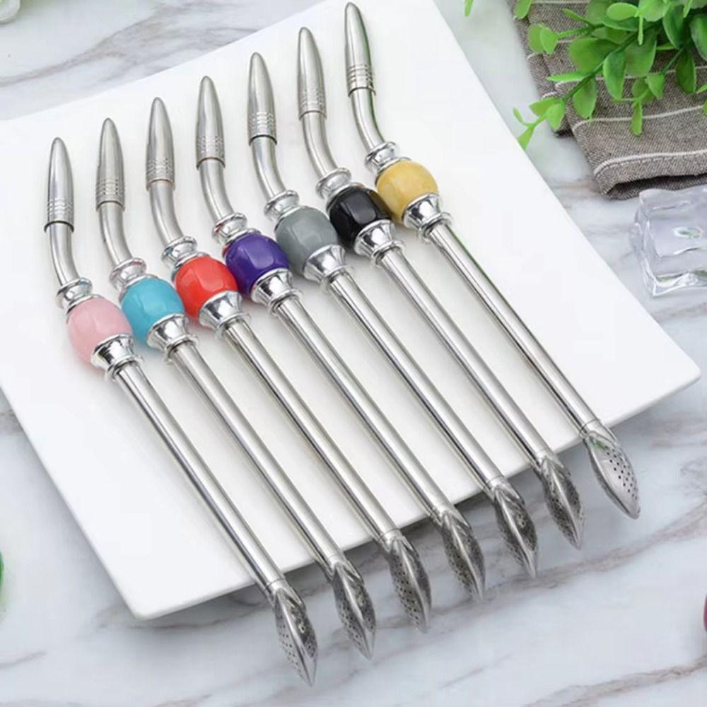 Removable Stainless Steel Straw Reusable Filter Spoon Straw Drinking Straw Spoon  Kitchen Tools
