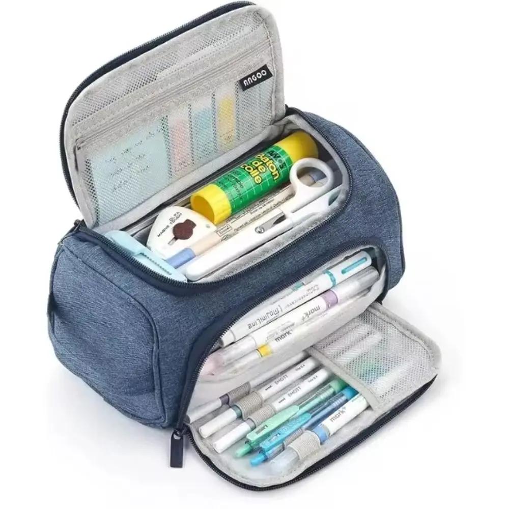 

Super Big Cute Pencilcase Portable Multifunctional Pencil Box Large Capacity 2 Layer Stationery Organizer School Supplies Gift темно-синього кольору