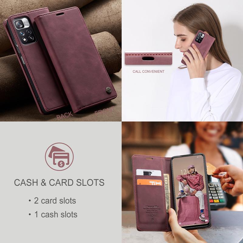 CaseMe Magnetic Case For iPhone Samsung Huawei Xiaomi Retro Wallet Leather Case