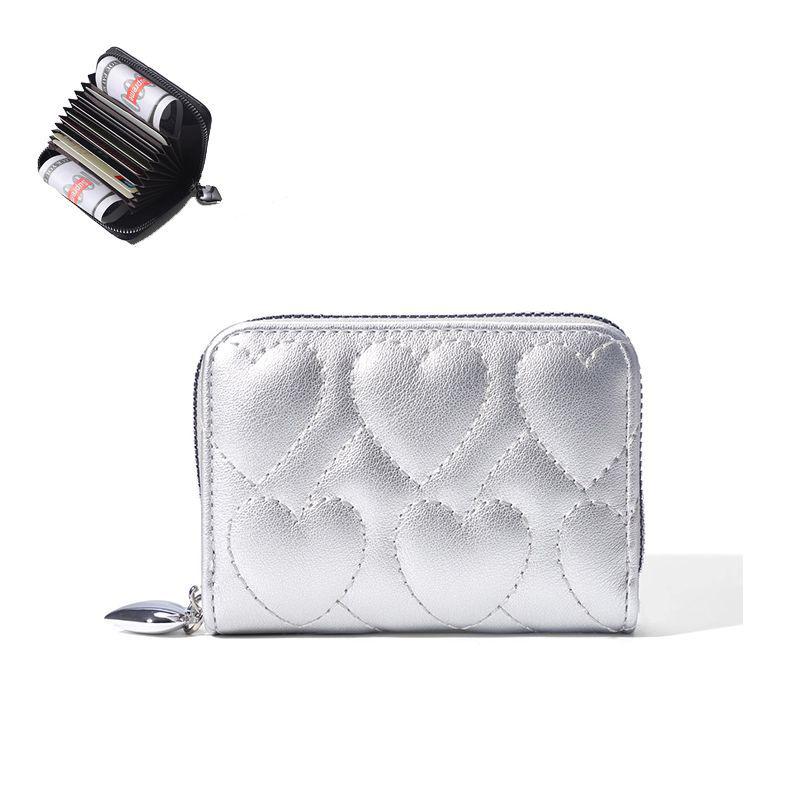 Wallet Women Credit Business Card Holder Love Shaped Zipper Small Cute Card Wallets For Woman For Cash Key Change Id Card