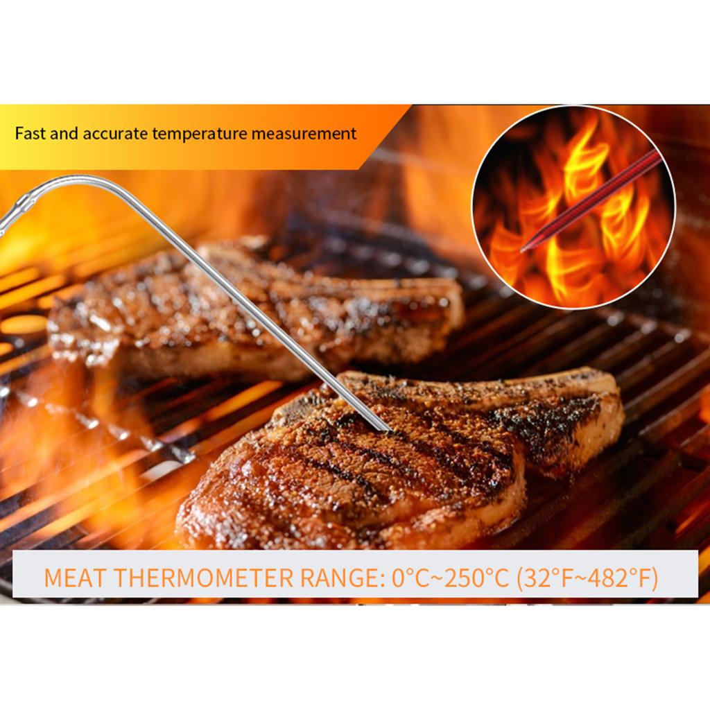 Digital Food Thermometer, BBQ Grill Mt Thermometer with Timer, 9 Preset Modes, 5 Doneness Levels, Temperature Alarm, Backlight, Magnetic Base