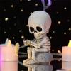 Outdoor Resins Halloween Skeleton Fisherman Sculpture With Shaking Head Design For Garden Patios Pond Decoration Gift
