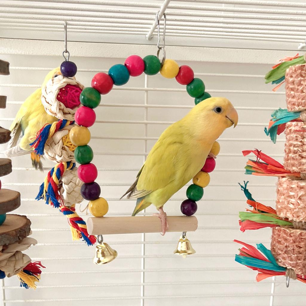 Parrots Cage Ladder Swing Set Wooden Swing Rattan Toy Standing Supplies Bridge Training Parrots Standing Supplies