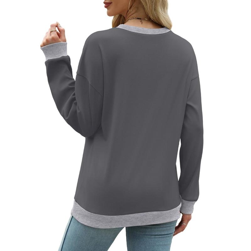 Autumn and Winter Women Round Neck Loose Long Sleeve Sweatshirt Casual Top