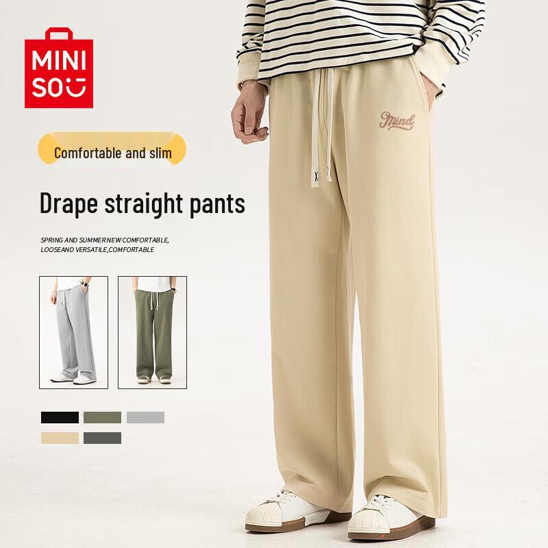 MINISO Men s Heavyweight Cotton Blend Loose Straight-Leg Casual Pants 2XL