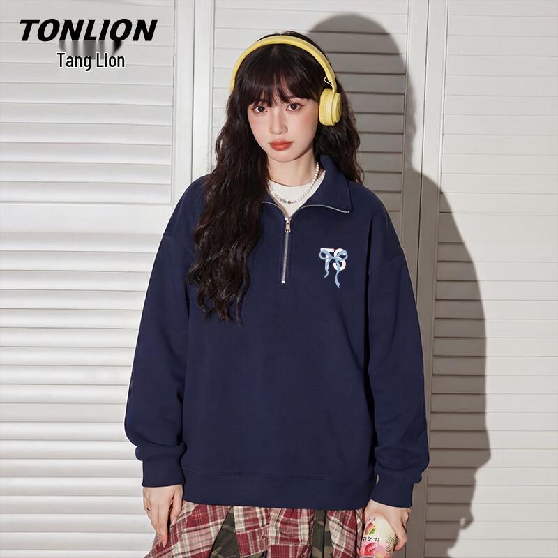 TonLion Women's Trendy Zip-Collar Sweatshirt