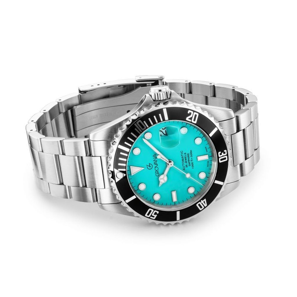 Grovana Key West Stainless Steel Ice Blue Dial Automatic Diver's 1571.2131 300M Men's Watch