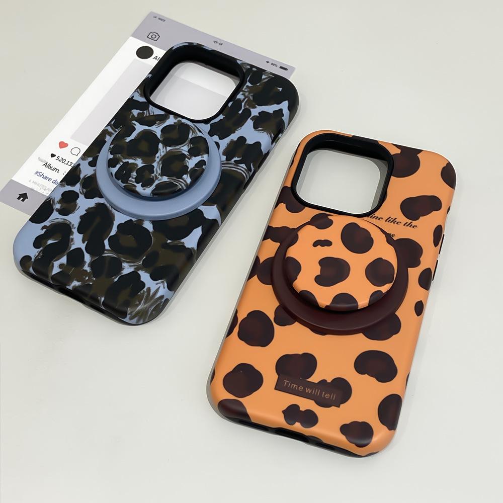 Applicable To Apple 16/17Promax Leopard Print Magnetic Mobile Phone Case iPhone14/15 Film Two-in-one Anti-drop