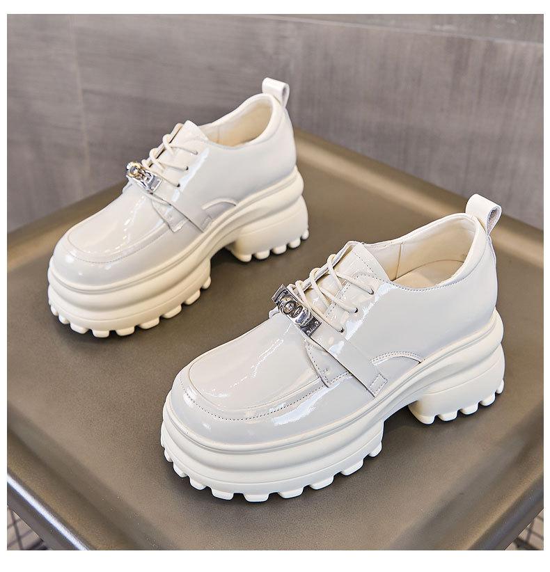 

British style small leather shoes women s single shoes 2025 spring and autumn women s shoes platform black summer lace-up loafers high heels 34