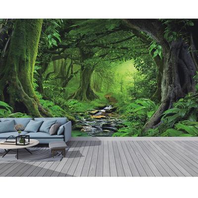 Mural de pared de bosque, papel tapiz de selva tropical, gran mural de paisaje natural para dormitorio, sala de estar, murales, decoración del hogar