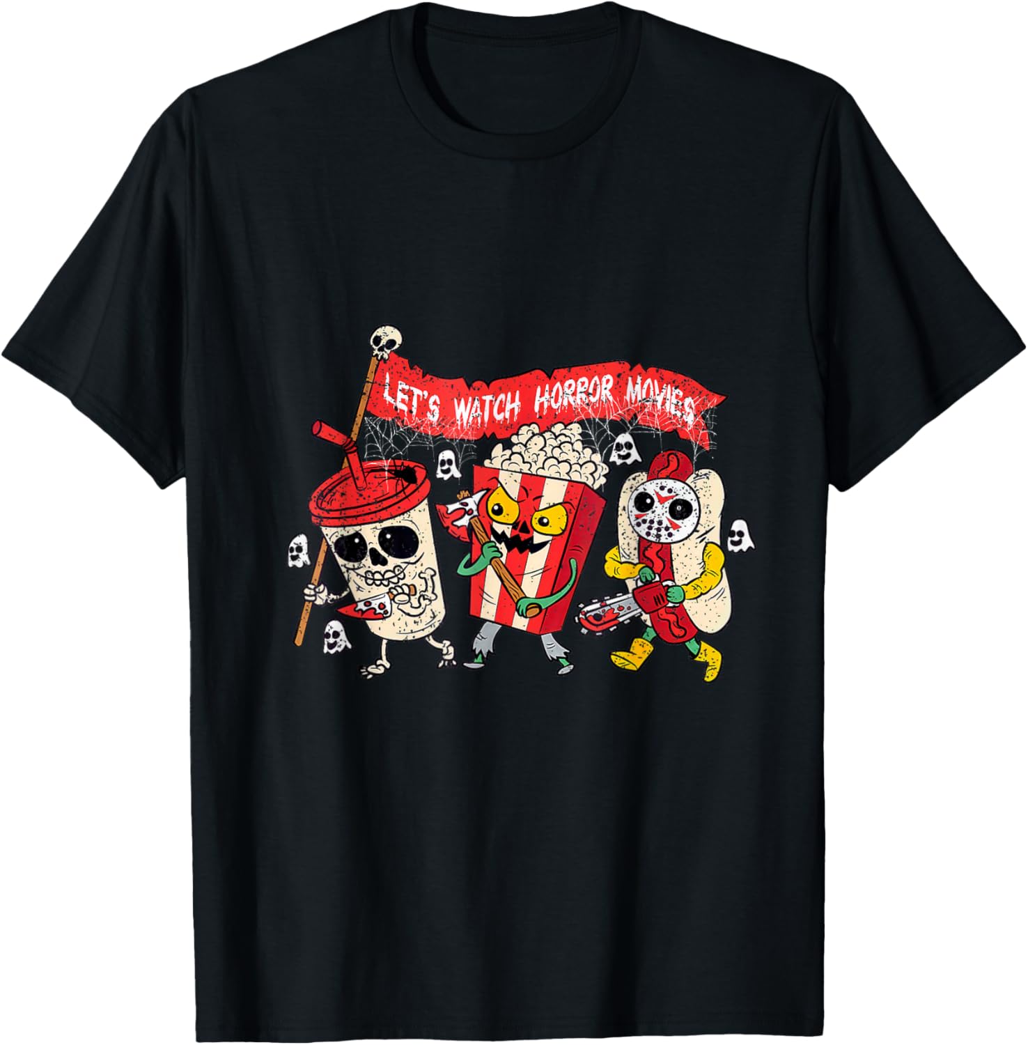 

Retro Movie Concessions Let s Watch Horror Movies Halloween T-Shirt 5XL різнокольоровий