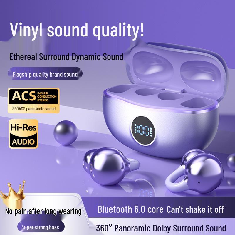 Bluetooth 6.0 Smart Noise Reduction Clip-On Wireless Headphones with Long Battery Life