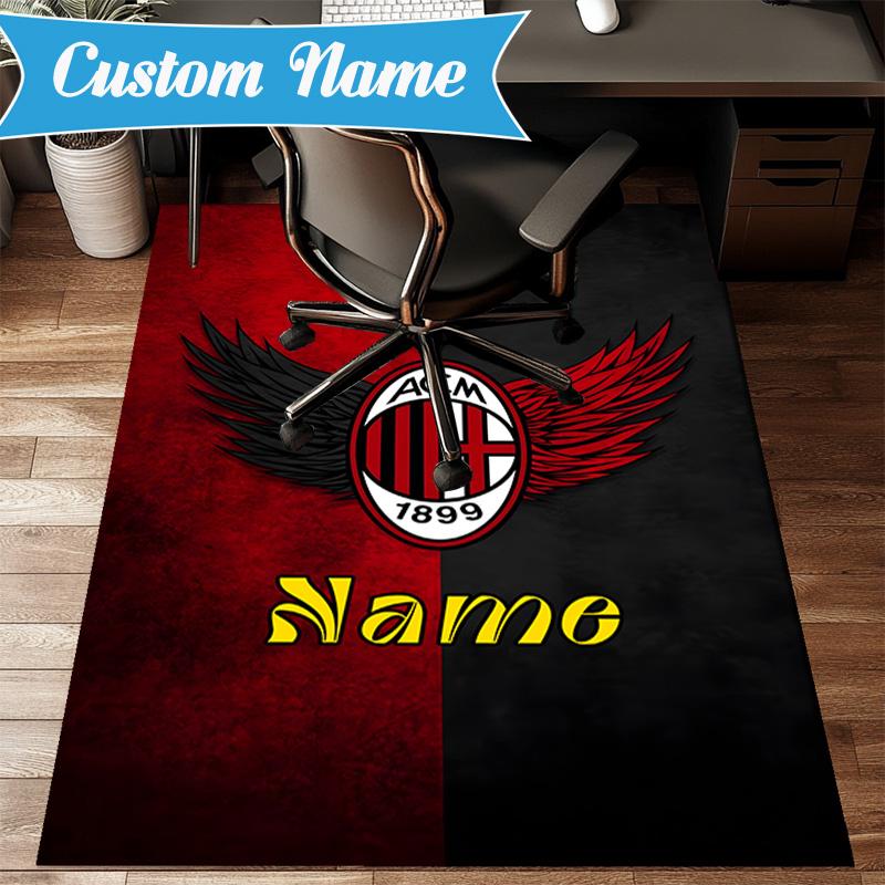 Custom Name AC-Milan Emblem Rug Game Carpet, Floor Mat for Bedroom Living Room Entryway Rug, Home Decor Idea Gift for Christmas Birthday