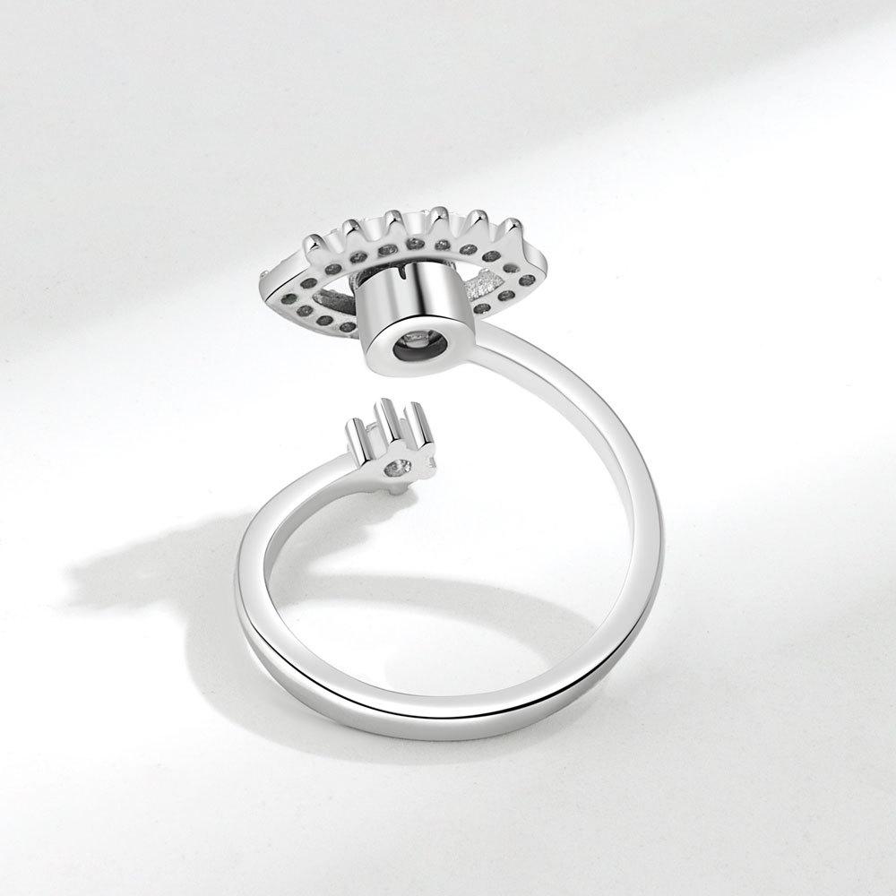 Anti Stress Blue Crystal Evil Eye Open Fidget Rings For Women Rotate Freely Spinning Knuckle Ring Girls Gift Anillos Mujer