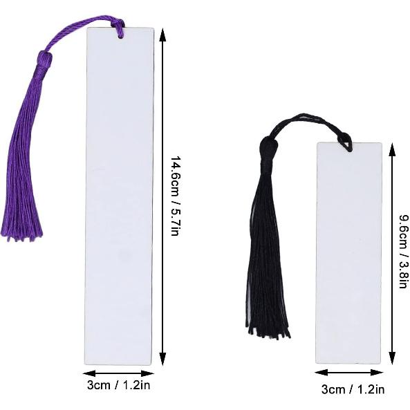 60Pcs Sublimation Blanks Bookmark Double Sided Sublimation Blanks Products with Colorful Tassels for Present, Labels, School Supply