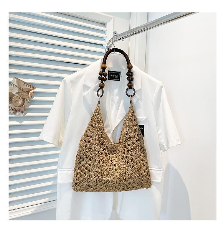 Large Capacity Woven Bag Women's 2025 New Summer Seaside Vacation Straw Bag Sweet Commuter Shoulder Tote Bag