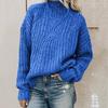 Women's Solid Color Casual Loose Round Neck High Neck Pullover  Knit Sweater