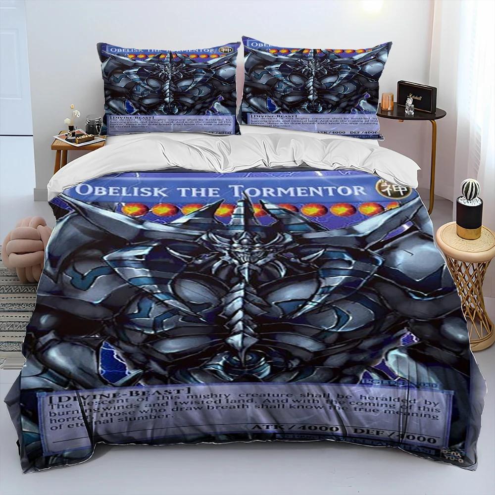 3D Yu-Gi-Oh MONSTER CARD Anime Comforter Bedding Set,Duvet Cover Bed Set Quilt Cover Pillowcase,king Queen Size Bedding Set Boys