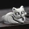 Adjustable Cat Ring In Retro Style Copper Plated Animal Jewelry Women Men