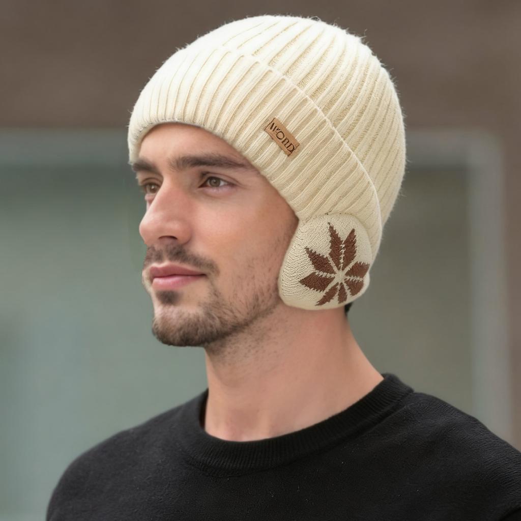 Nowa czapka zimowa unisex z podszewką z polaru, ciepła, stylowa, miękka czapka beanie dla mężczyzn i kobiet, czapka dzianinowa z nausznikami