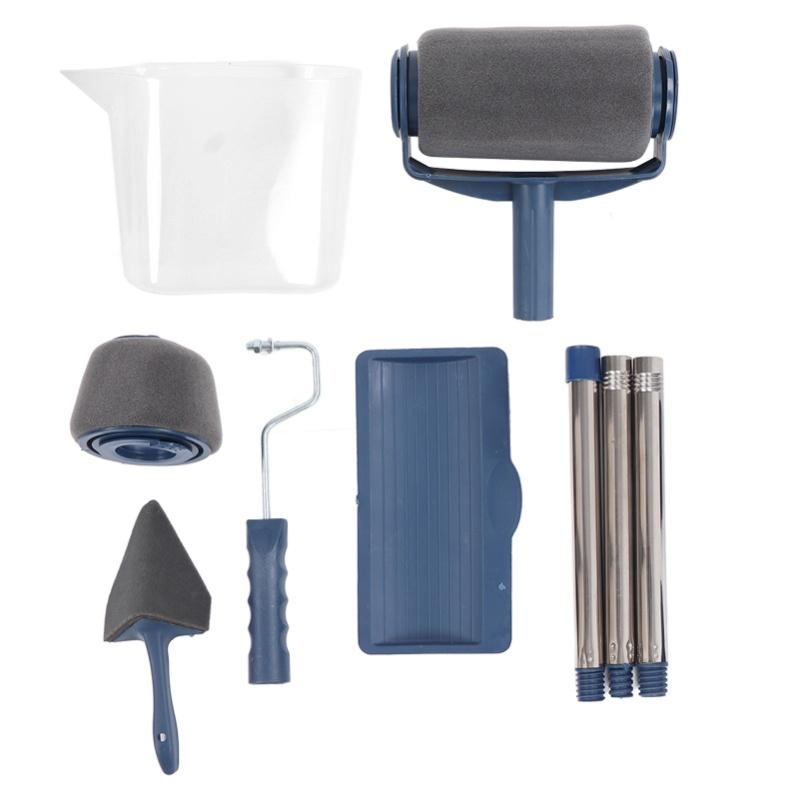 6 In 1 Seamless Paint Roller Set Plastic Stainless Steel Multifunctional Paint Brush Tray Home Painting