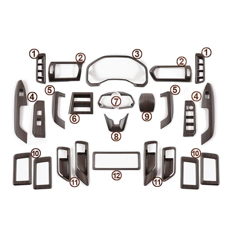 For Land Cruiser LC300 2022 2023 Peach Wood Grain Interior Trim Gear Head Cover Steering Wheel Frame Car Door Handle Sticker