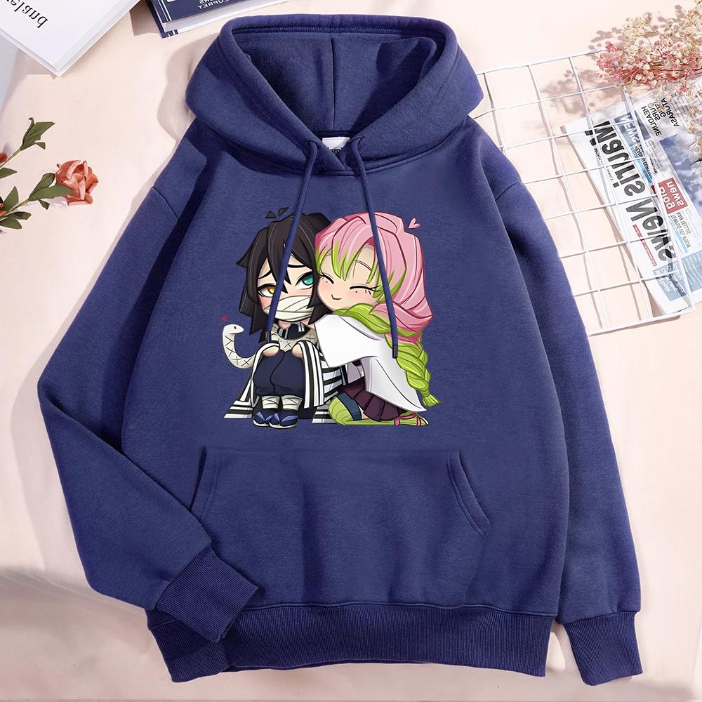 New Anime Cute Kanroji Mitsuri Iguro Obanai Printing Hoodies For Women Men Autumn Winter Sweatshirt Fashion Streetwear Pullover