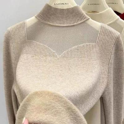 Sweater for Women Autumn Winter Thickened  Warm Knitted Stretchy Long Sleeve Oversize Tops