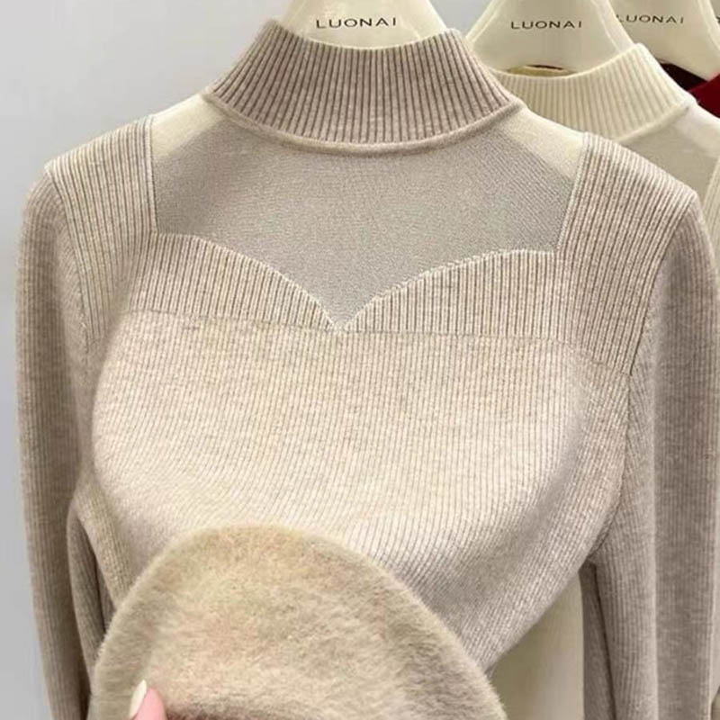 Sweater for Women Autumn Winter Thickened Warm Knitted Stretchy Long Sleeve Oversize Tops