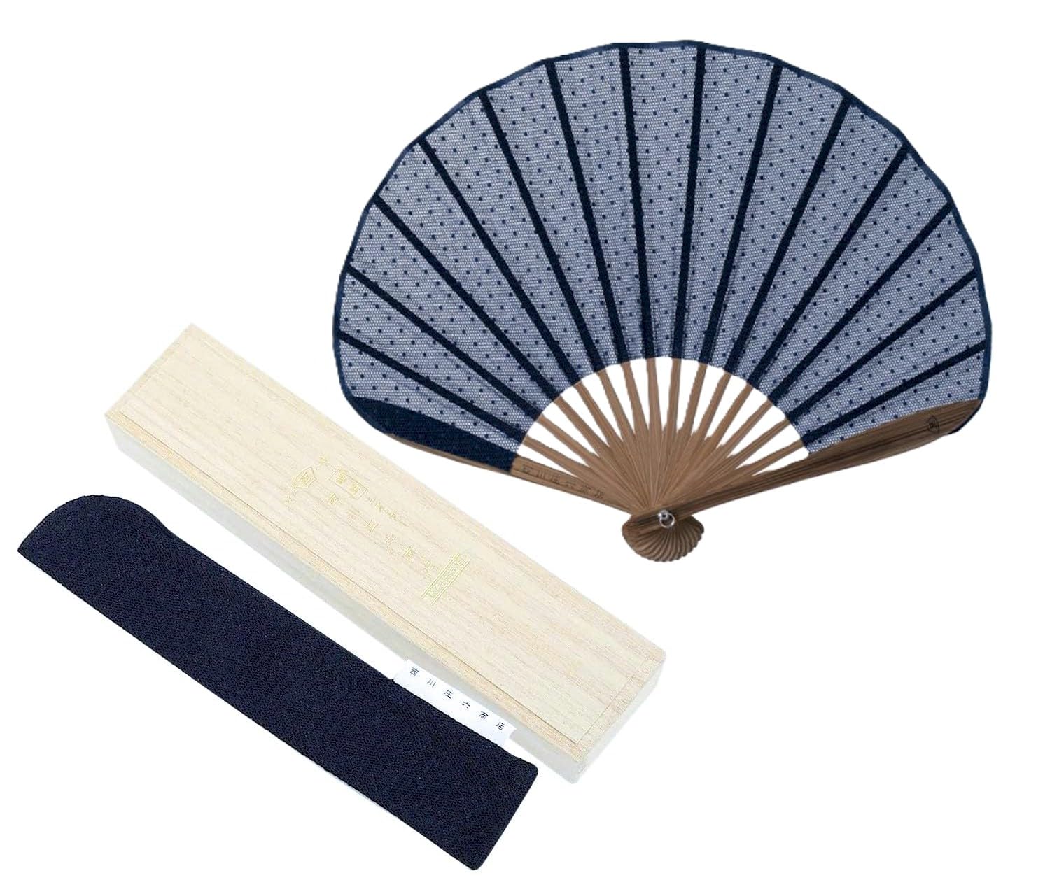 

Shoroku Fluffy in a paulownia wood with fan Day [Nishikawa Shoten] veil-material fan, box, case, lace, navy, Mother s gift, women s, ladies , navy.
