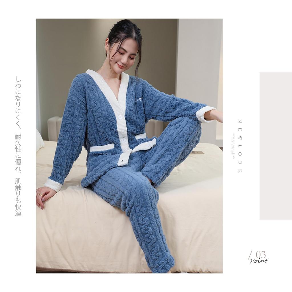 MEME XTRA Flauschige Loungewear Lange Ärmel und Plus Vorne Locker Erhältlich in 4 mit Perfekt für Herbst und Winter Damenpyjama, 2-teiliges Set, Hose,