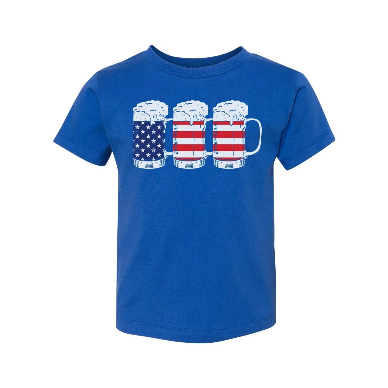 

Unisex T Shirt With American Flag Beer Mug Graphic Design Featuring Stars And St L