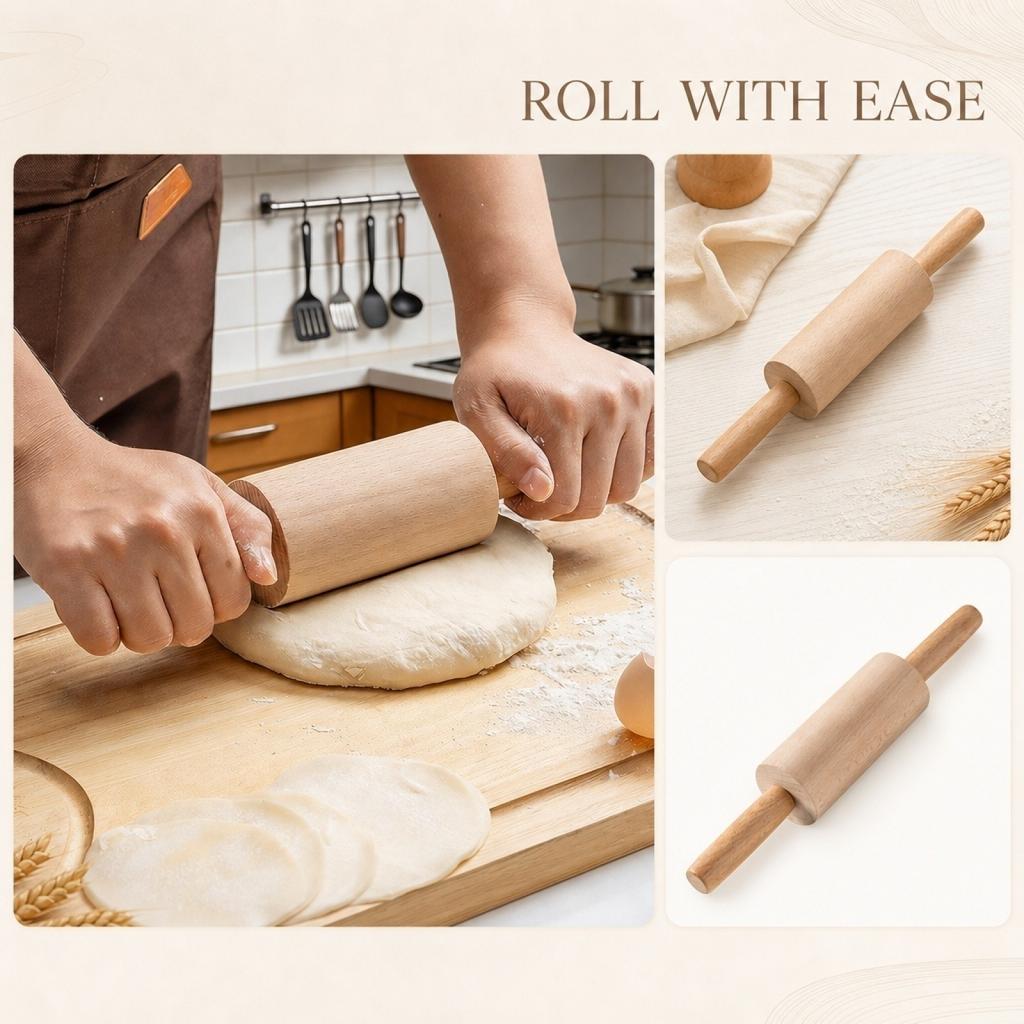 Wood Pin for Baking - Dough Roller for , Pie Crust, Pizza, Dumpling, and - Smooth Surface, Comfortable - Kitchen Tool