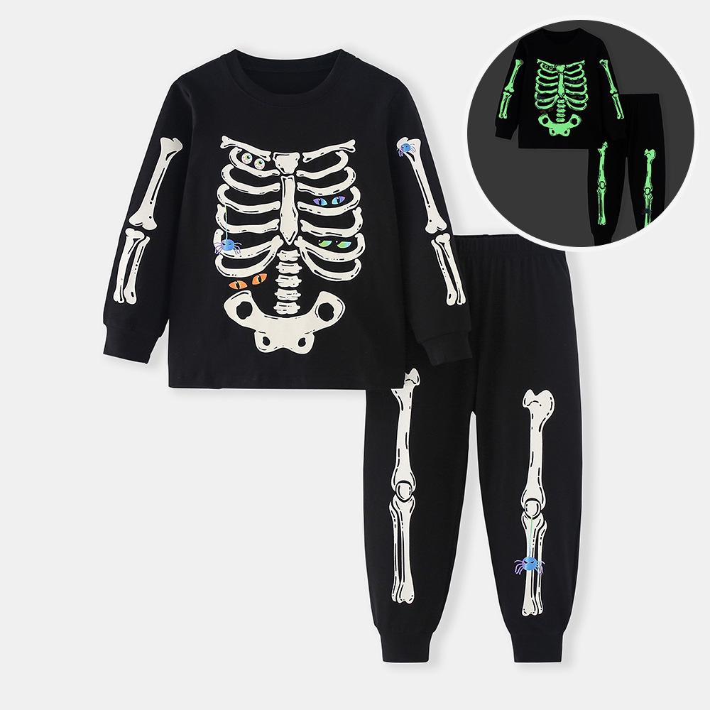 Светящийся скелет Детский Хэллоуинский костюм-двойка 3Y (90cm)