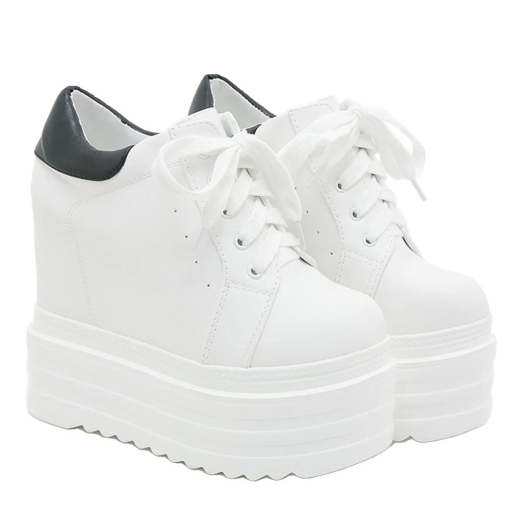 14CM Luxury Brand Ladies High Platform Wedge Boots High Heels Ankle Boots Women white Party Woman Fall Shoes Comfort