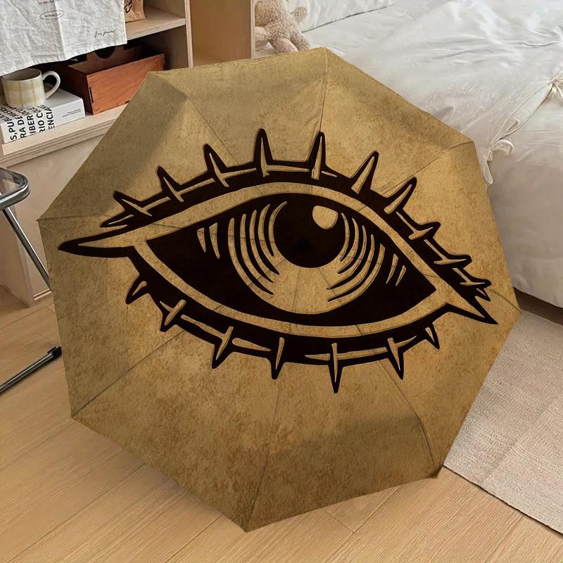 

1pc Eye Spikes Automatic Folding Umbrella, Heavy Duty 8 Rib Iron Frame, Suitable for Travel, Daily Use, Birthday, Decor Gift 86