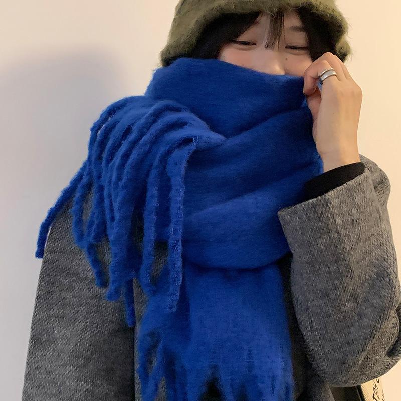 Solid color thickened lengthened scarf women's autumn and winter new Korean version winter student versatile shawl scarf pink