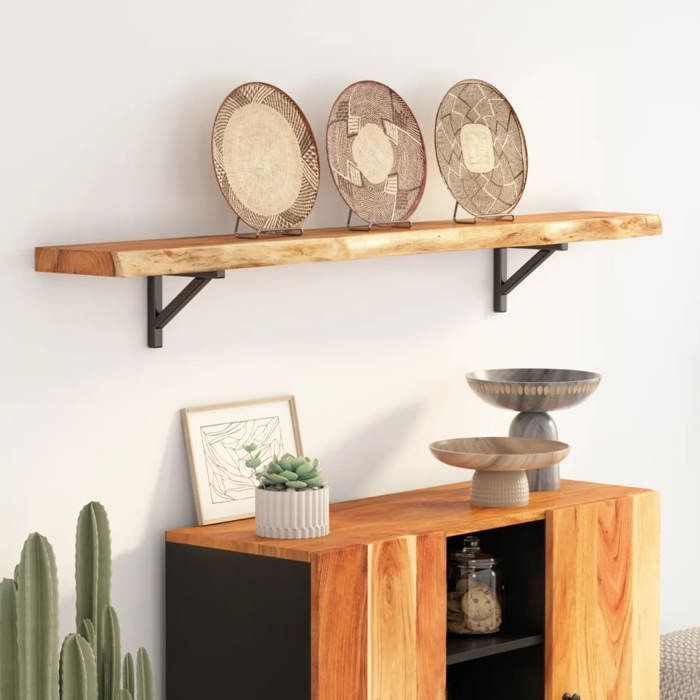 VidaXL Wall Shelf, Floating Shelf, Wall Decoration for Office Living Room, Rectangular Solid Acacia Edge 370232