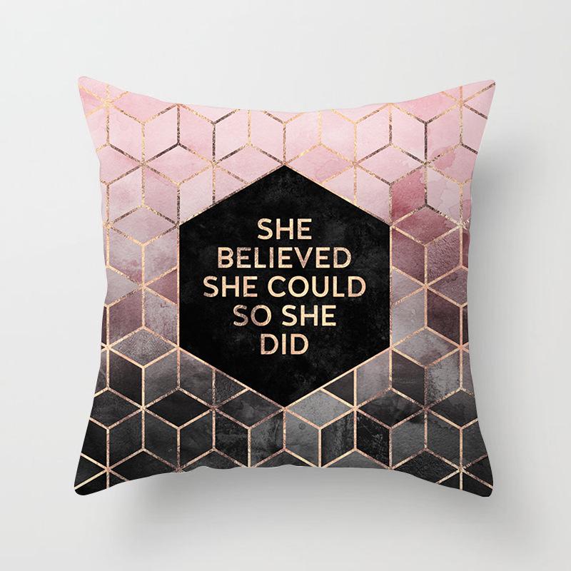 Car Cushion Cover Geometric Gold Print Sofa Square Pillow Cover Cushion Cover Home Furnishings