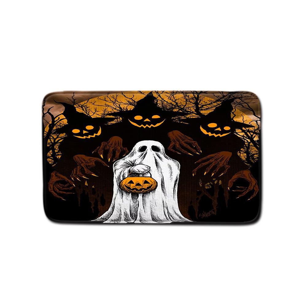 Halloween Bathroom Four-Piece Combination Set Bedroom Non-Slip Carpet Floor Mat Door Mat