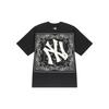 MLB New York Yankees Cashew Flower Series Back Cashew Flower Logo Letter Print American Vintage Crew Neck Short Sleeve T-Shirt 3ATS52023-50BKS