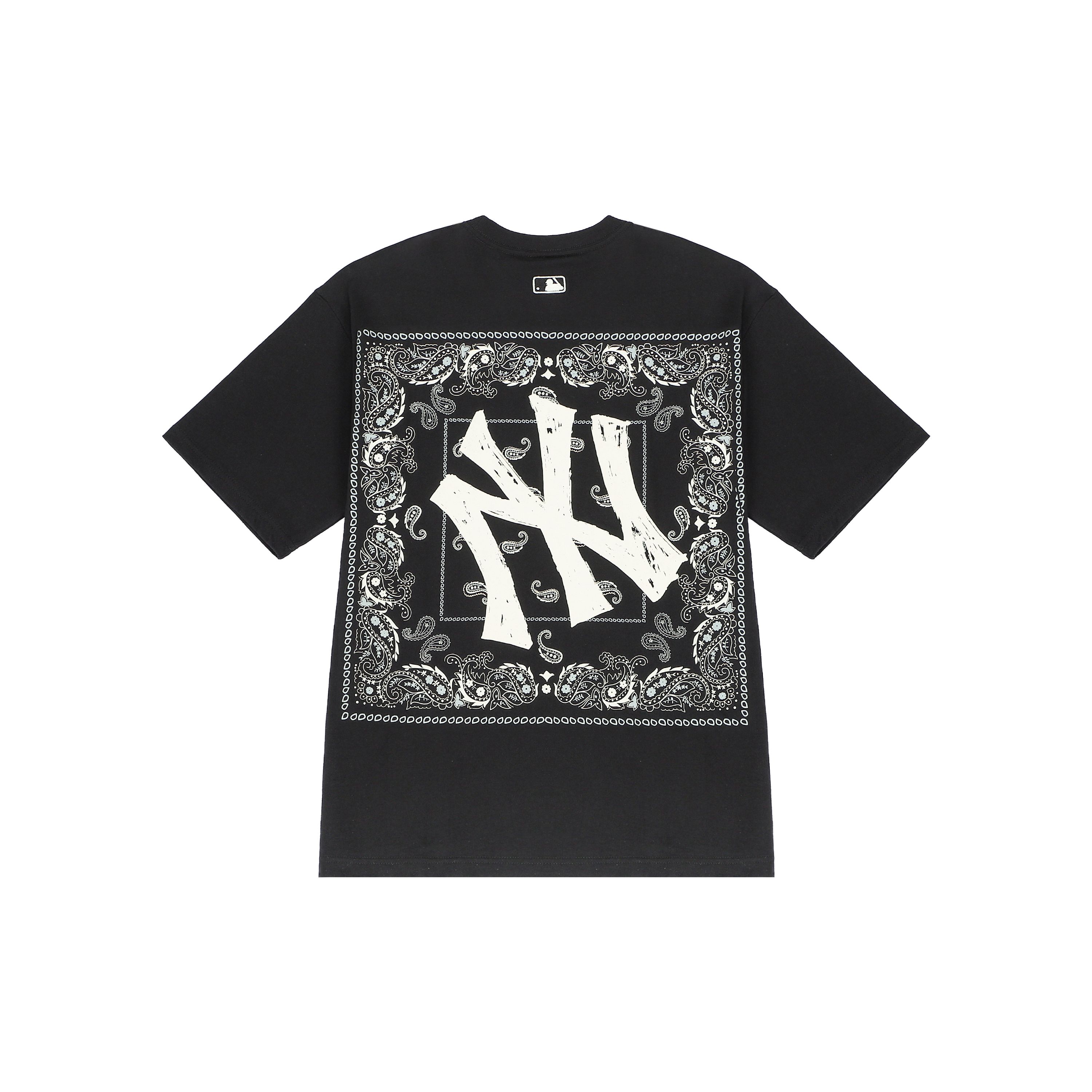 MLB Kids MLB New York Yankees Cashew Bloemen Serie Achterkant Cashew Bloemen Logo Letterprint Amerikaanse Vintage Ronde Hals Korte Mouw T-shirt 3ATS52023-50BKS M