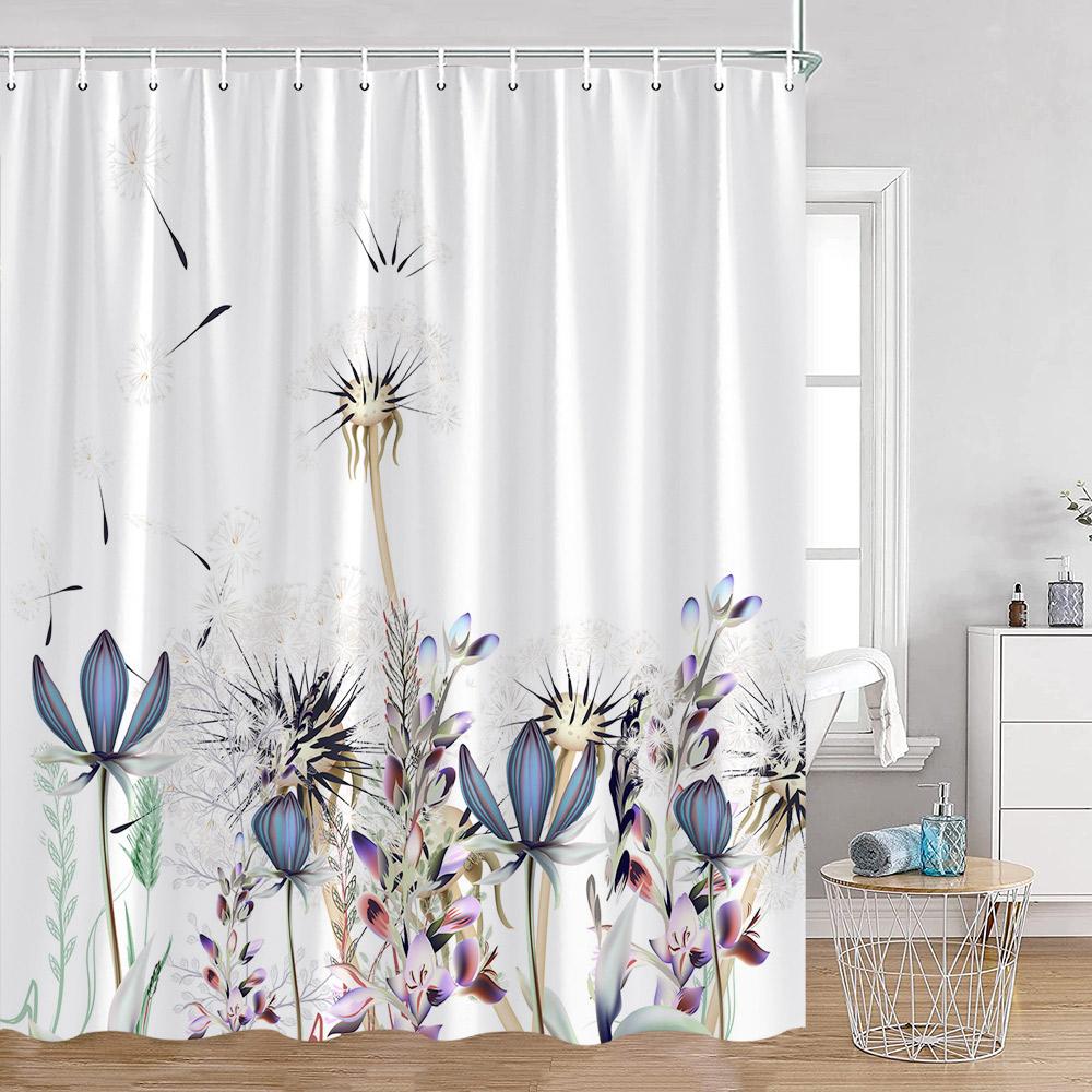 Floral Shower Curtains Flowers Tropical Leaves Birds Butterfly Dragonfly Greenery Plants Bath Curtain Home Decor For Bathroom