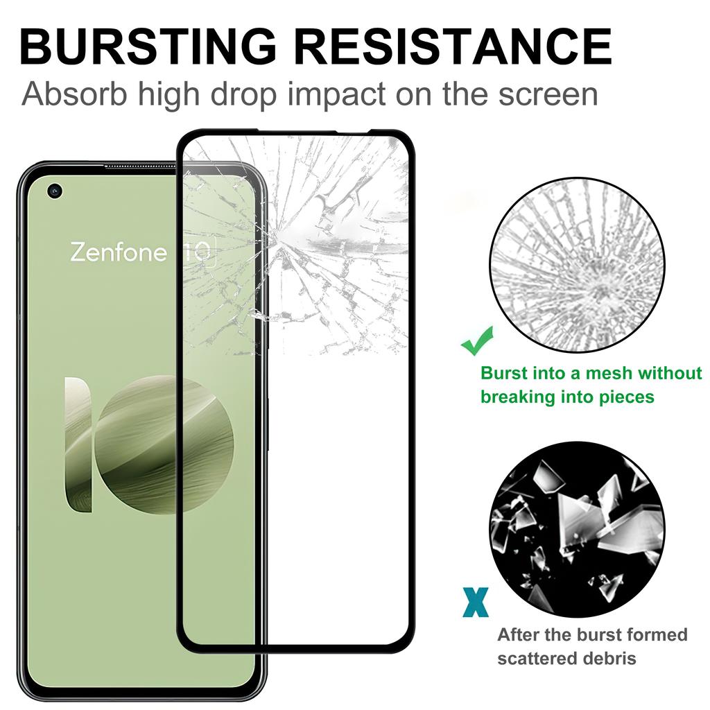 Für Asus Zenfone 10 5G Vollflächig klebend HD Klar Handy Bildschirmschutz Schwarzer Rand AGC Glas Bildschirmabdeckfolie