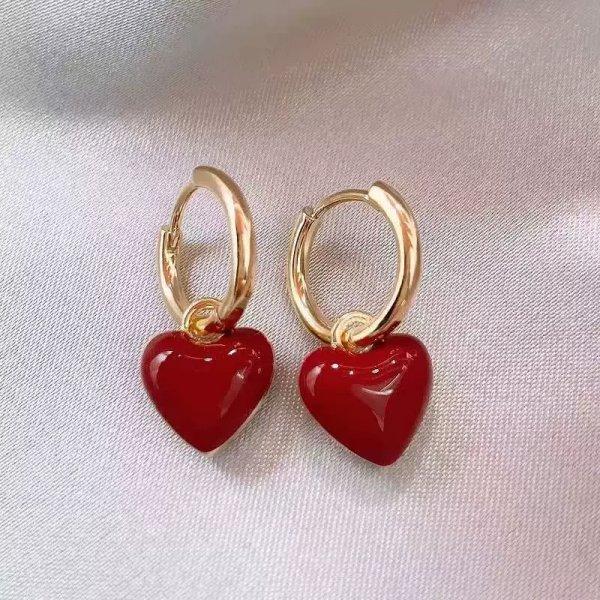 Vintage Tropft Öl Wein Rot Retro Stud Ohrringe Für Frauen Koreanische Perle Blume Herz Form Geometrische Ohrring Hohe Gefühl Schmuck