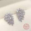 Rhinestone  Sterling SIlver Statement Earrings 2021 Geometric Big Leaf Feather Stud Earrings For Women Crystal Wedding Gift
